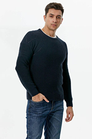 Sıfır Yaka Triko Kazak  - Lacivert