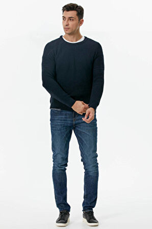 Sıfır Yaka Triko Kazak  - Lacivert