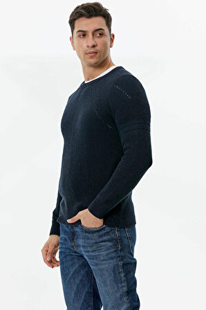 Sıfır Yaka Triko Kazak  - Lacivert