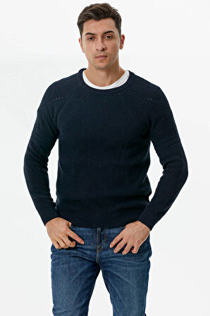 Sıfır Yaka Triko Kazak  - Lacivert