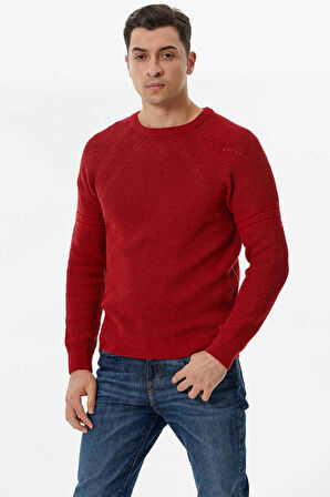 Sıfır Yaka Triko Kazak  - Kırmızı