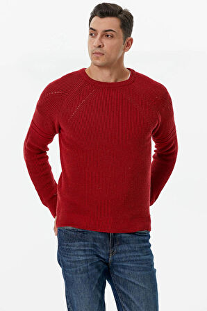 Sıfır Yaka Triko Kazak  - Kırmızı