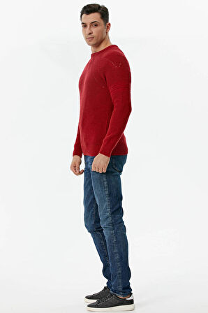 Sıfır Yaka Triko Kazak  - Kırmızı