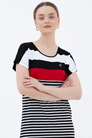 Sıfır Yaka Midi Boy Marine Elbise  - Siyah