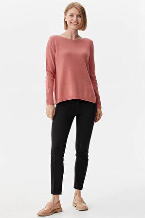 Yaka Sim Detaylı Triko Kazak  - Pembe