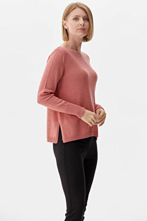 Yaka Sim Detaylı Triko Kazak  - Pembe