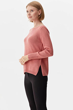 Yaka Sim Detaylı Triko Kazak  - Pembe