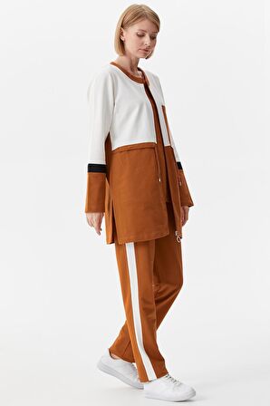 Rahat Kalıp Üçlü Tunik Eşofman Takım - Tarçın