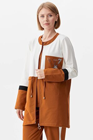 Rahat Kalıp Üçlü Tunik Eşofman Takım - Tarçın