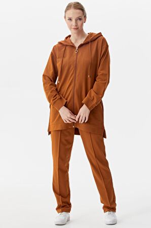 Büyük Beden Tunik Eşofman Takım - Tarçın