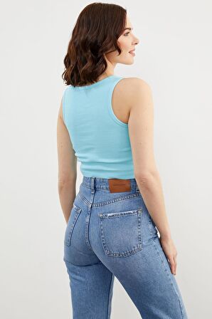 Yüzücü Model Crop Atlet - Mavi