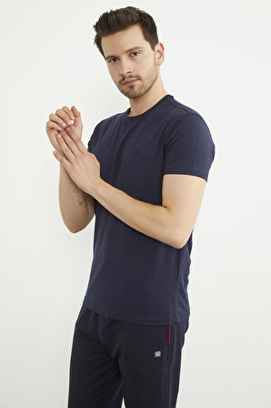 Sıfır Yaka Basic Tişört - Lacivert