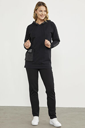 Rahat Kalıp Büyük Cepli Eşofman Takım - Siyah