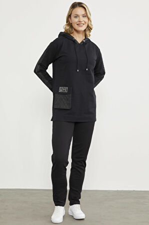 Rahat Kalıp Büyük Cepli Eşofman Takım - Siyah