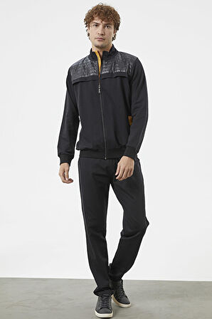 Kapitone Kombinli Fermuarlı Eşofman Takım - Siyah