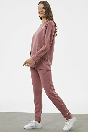 Torba Cep Detaylı Oversize Eşofman Takım - Gül