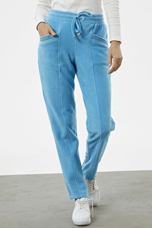 Cep Detaylı Polar Eşofman Altı - Turkuaz