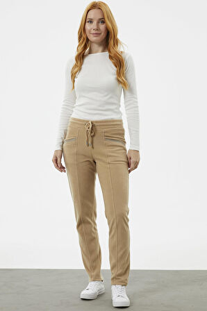 Cep Detaylı Polar Eşofman Altı - Kamel