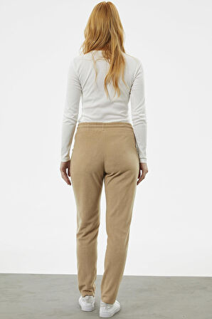 Cep Detaylı Polar Eşofman Altı - Kamel