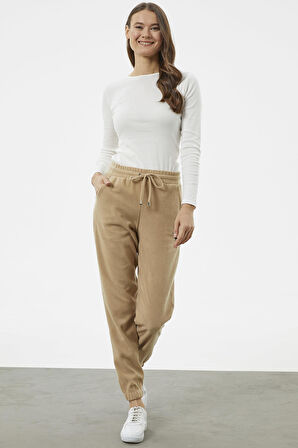 Beli Lastikli Jogger Eşofman Altı - Kamel