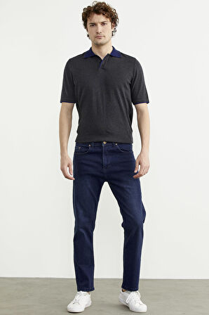 Skinny Fit Normal Bel Jean Pantolon - Koyu Mavi