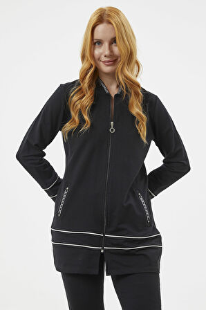 Büyük Beden Tunik Eşofman Takım - Siyah