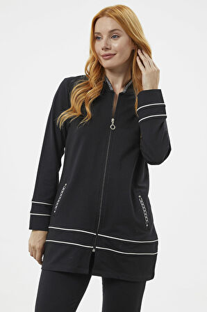 Büyük Beden Tunik Eşofman Takım - Siyah