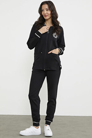 Nakış Detaylı Jogger Eşofman Takım - Siyah