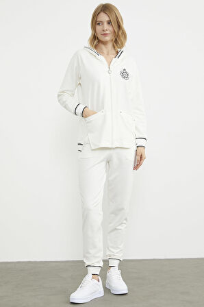 Nakış Detaylı Jogger Eşofman Takım - Ekru