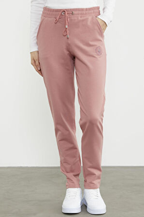 Yüksek Bel İki İplik Eşofman Altı - Gül Kurusu