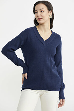 V Yaka Triko Kazak - Lacivert