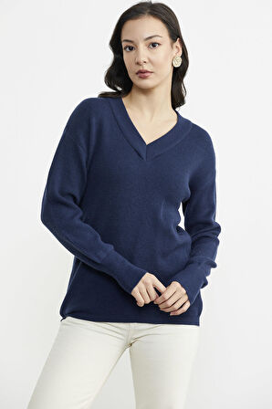 V Yaka Triko Kazak - Lacivert