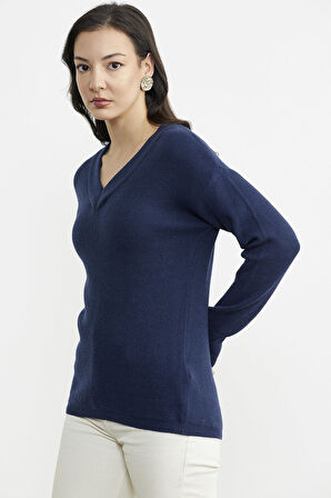 V Yaka Triko Kazak - Lacivert