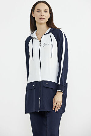 Fermuarlı Tunik Krep Takım - Lacivert