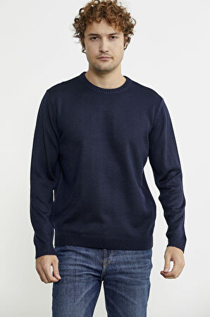 Sıfır Yaka Basic Triko Kazak - Lacivert