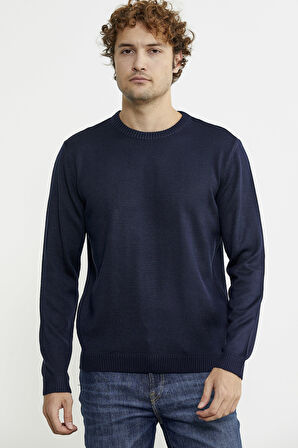 Sıfır Yaka Basic Triko Kazak - Lacivert