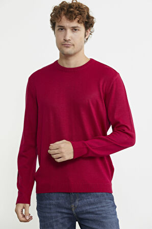 Sıfır Yaka Basic Triko Kazak - Kırmızı