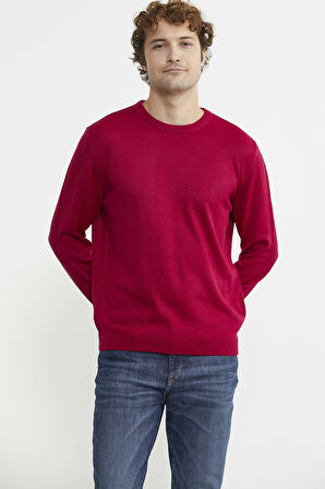 Sıfır Yaka Basic Triko Kazak - Kırmızı