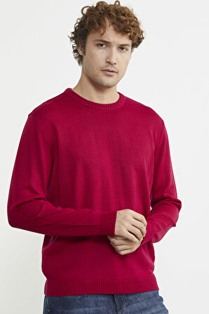 Sıfır Yaka Basic Triko Kazak - Kırmızı