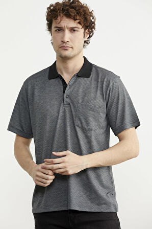 Regular Fit Viskon Polo Yaka Tişört - Füme