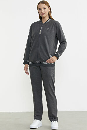 Triko Kombinli Tunik Eşofman Takım - Antrasit