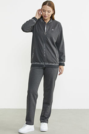 Triko Kombinli Tunik Eşofman Takım - Antrasit