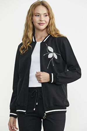 Fermuarlı Triko Kombinli Eşofman Takım - Siyah