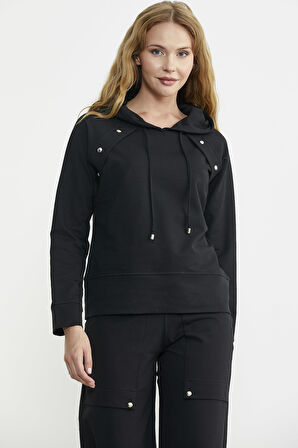 Kapüşonlu Oversize Eşofman Takım - Siyah