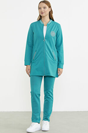 Marine Detaylı Tunik Eşofman Takım - Petrol