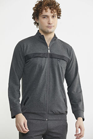 Dik Yaka Fermuarlı Eşofman Takım - Antrasit