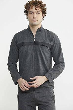 Dik Yaka Fermuarlı Eşofman Takım - Antrasit