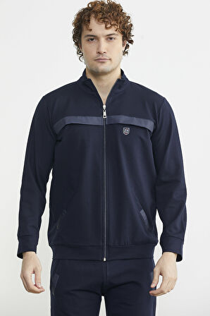 Dik Yaka Fermuarlı Eşofman Takım - Lacivert