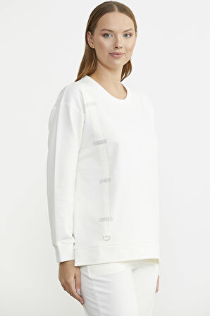 Taş Detaylı Sıfır Yaka  Eşofman Takım - Ekru