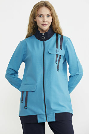 Renk Kombinli Rahat Kalıp Eşofman Takım - Mavi